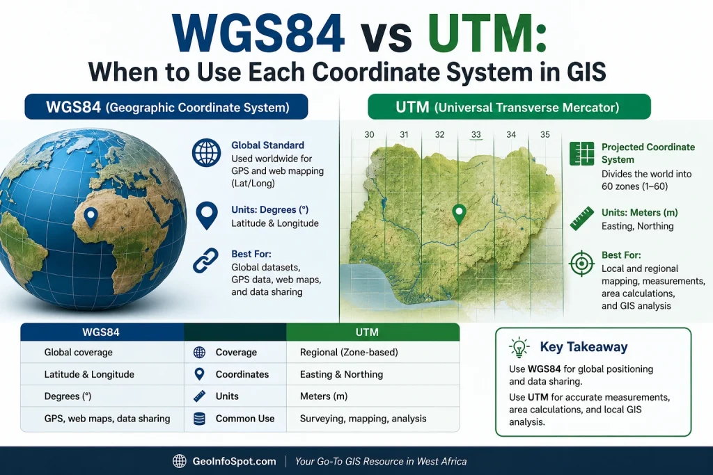 WGS84 vs UTM coordinate systems comparison for GIS mapping